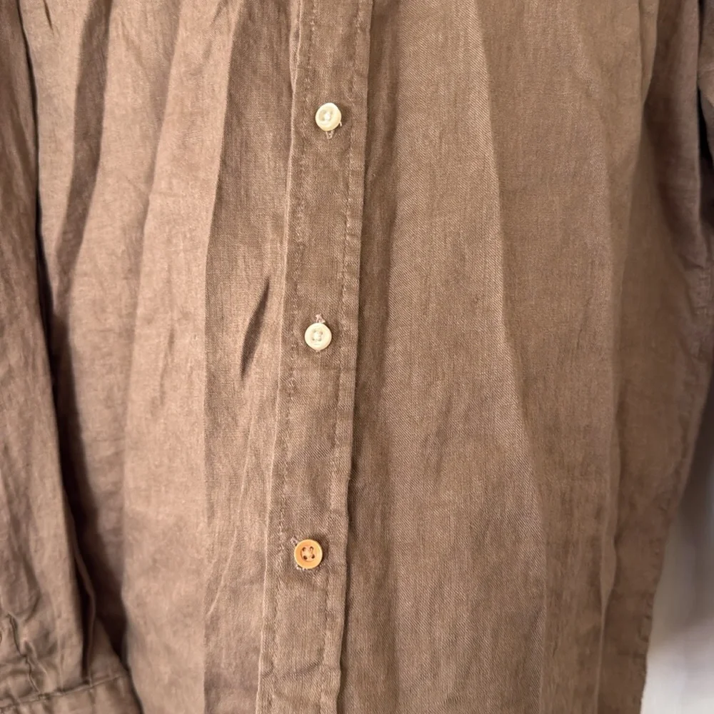 Casual Men's Brown Linen Button-Down Shirt